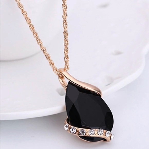 NEW TCB Gold & Black Onyx Necklace & Earrings NWT - Picture 2 of 14